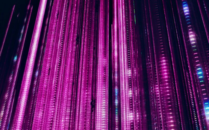 purple and black window curtain