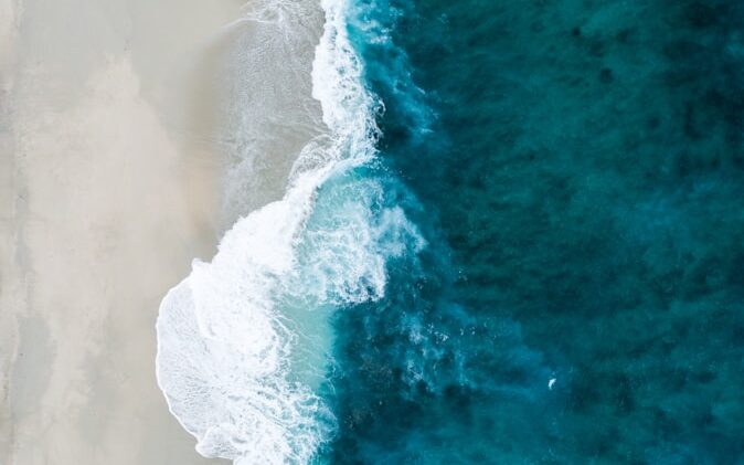 aerial photo of seashore